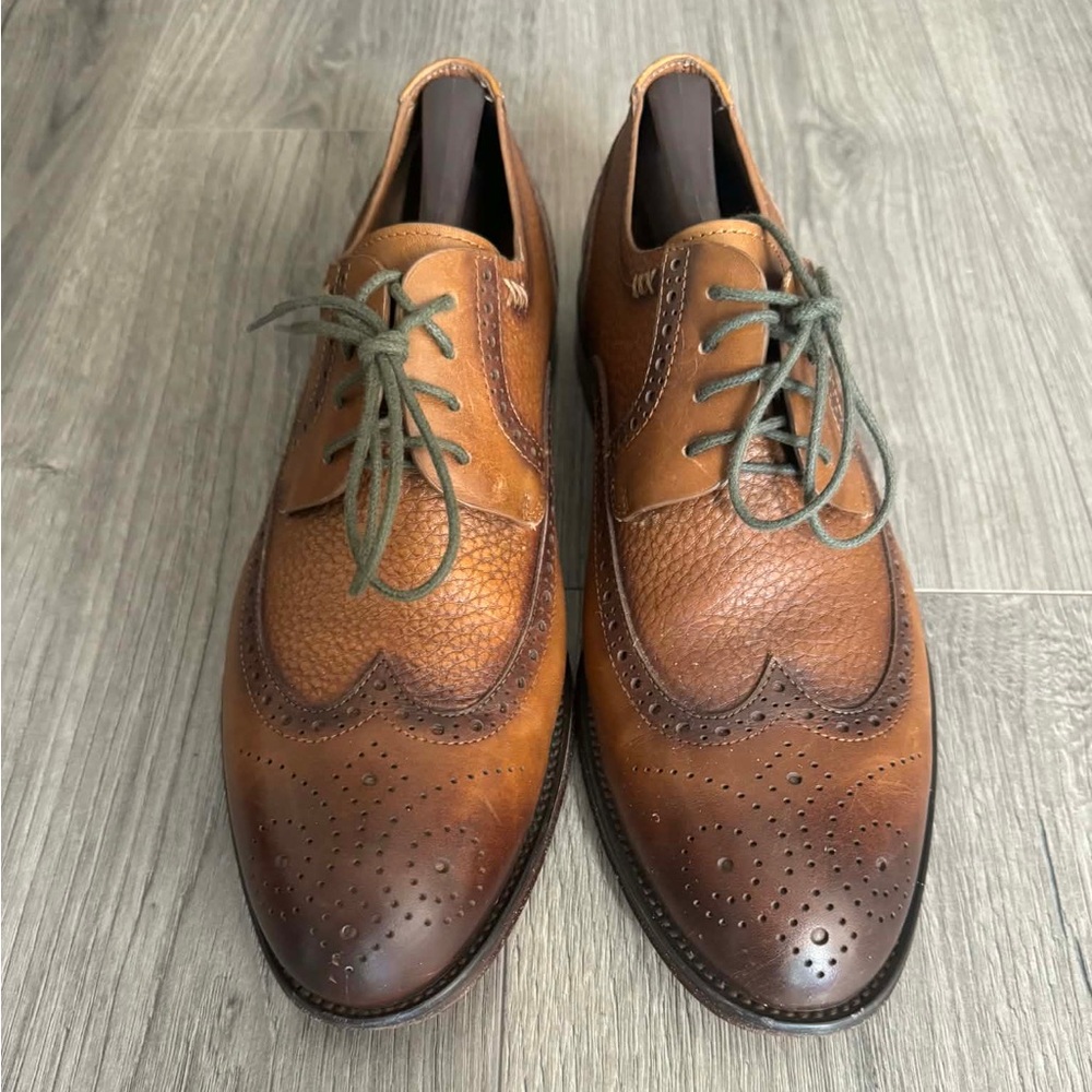 Joseph Abboud Tan and Brown Leather Derby Shoes